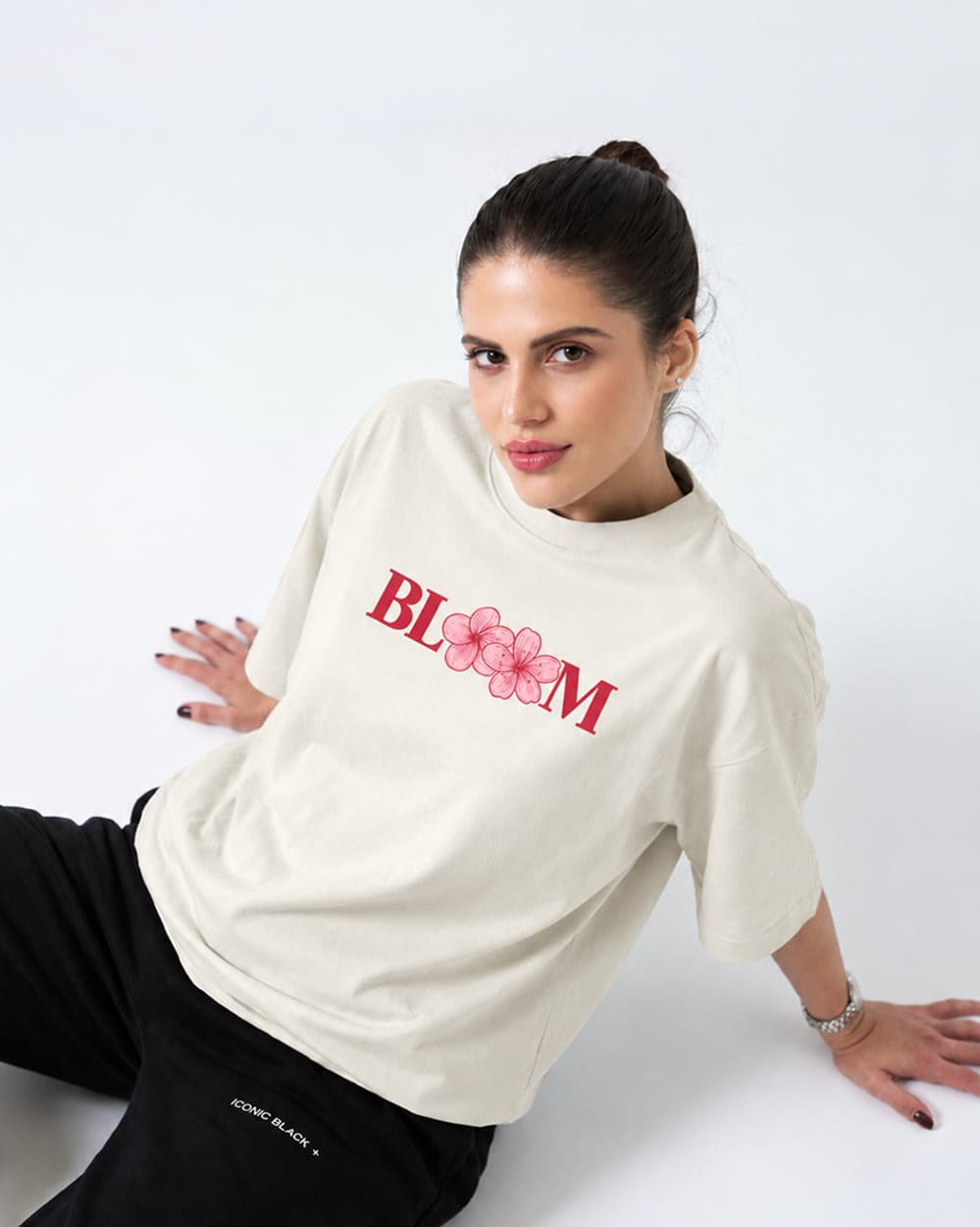 Bloom Flower Semi Drop Shoulder T-Shirt